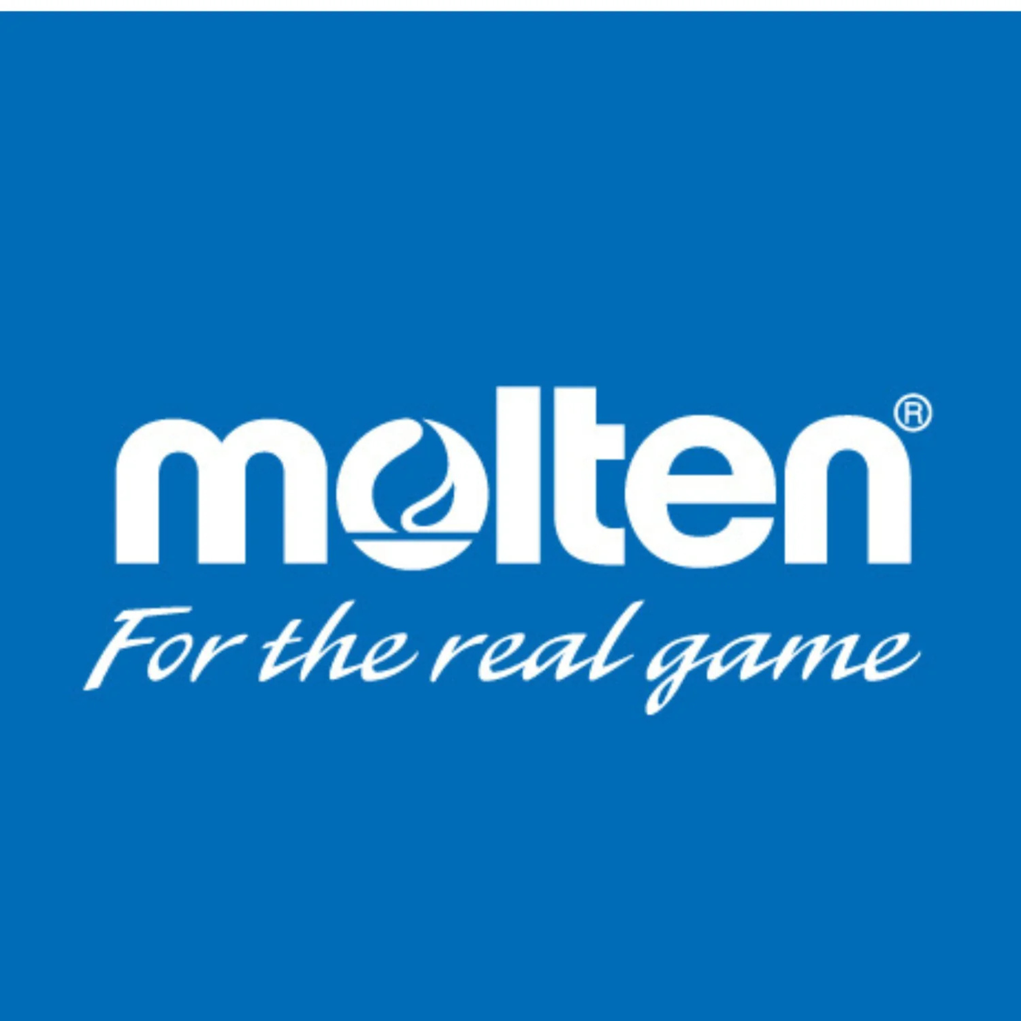Molten logo on a blue background with the slogan 'For the real game'