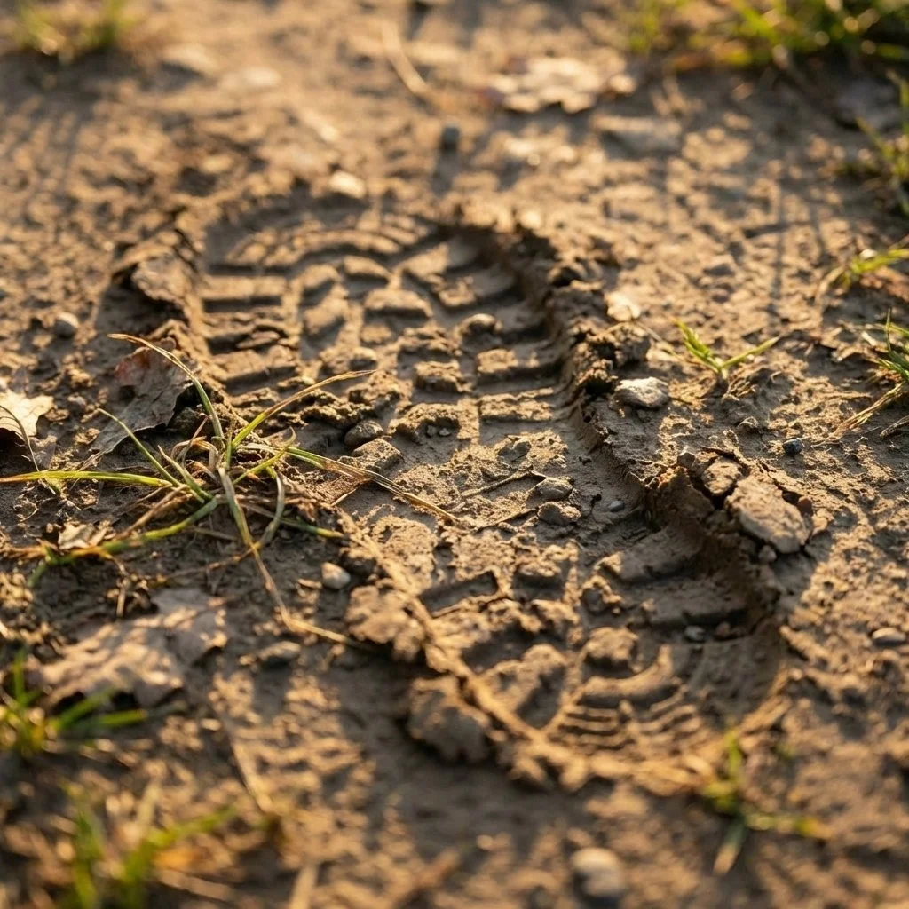 Ein einzelner Fußabdruck im Sand – der erste Schritt zur Überwindung chronischer Schmerzen durch PRT.