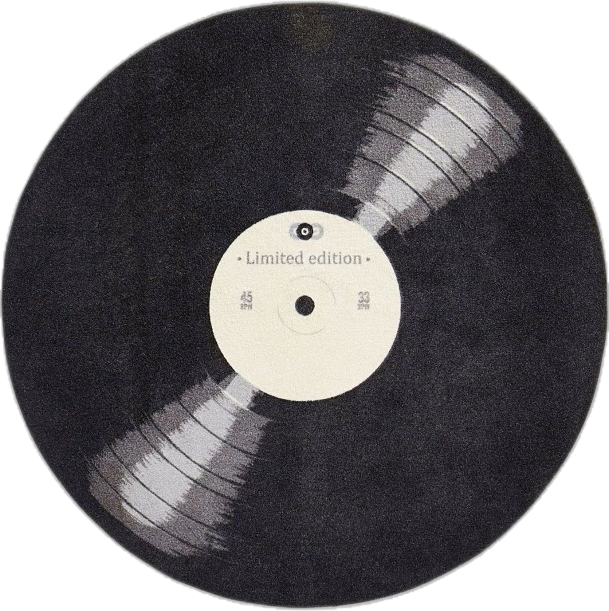 A black vinyl record with a white center label that reads Limited Edition, featuring white light reflections across the grooves.