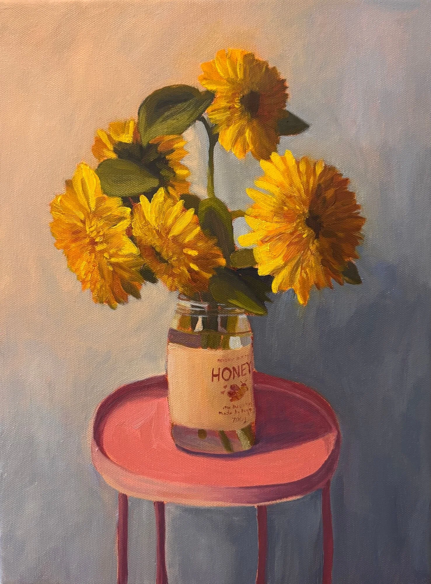 Honey Jar with Sunflowers 40x30cm oil on canvas F $490.jpg