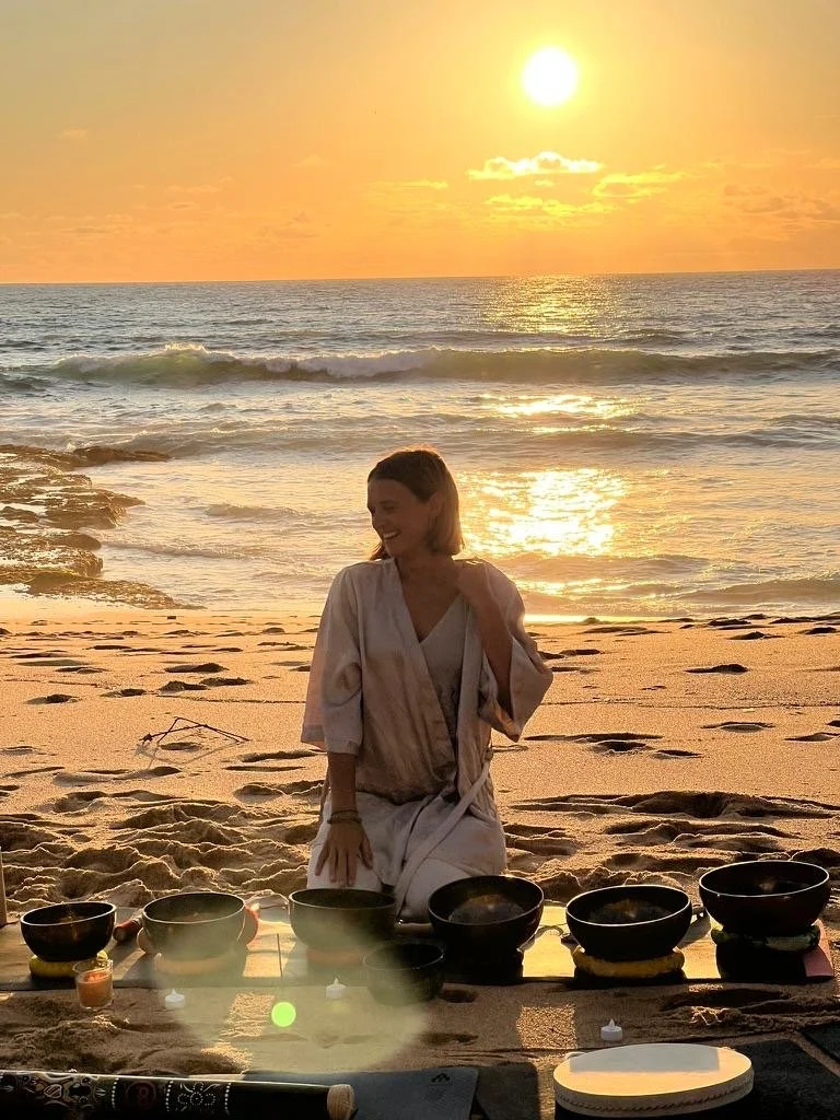 Yoga teacher leading sessions at women’s retreat in Portugal