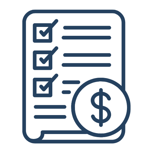 Checklist or invoice with a dollar sign symbol.