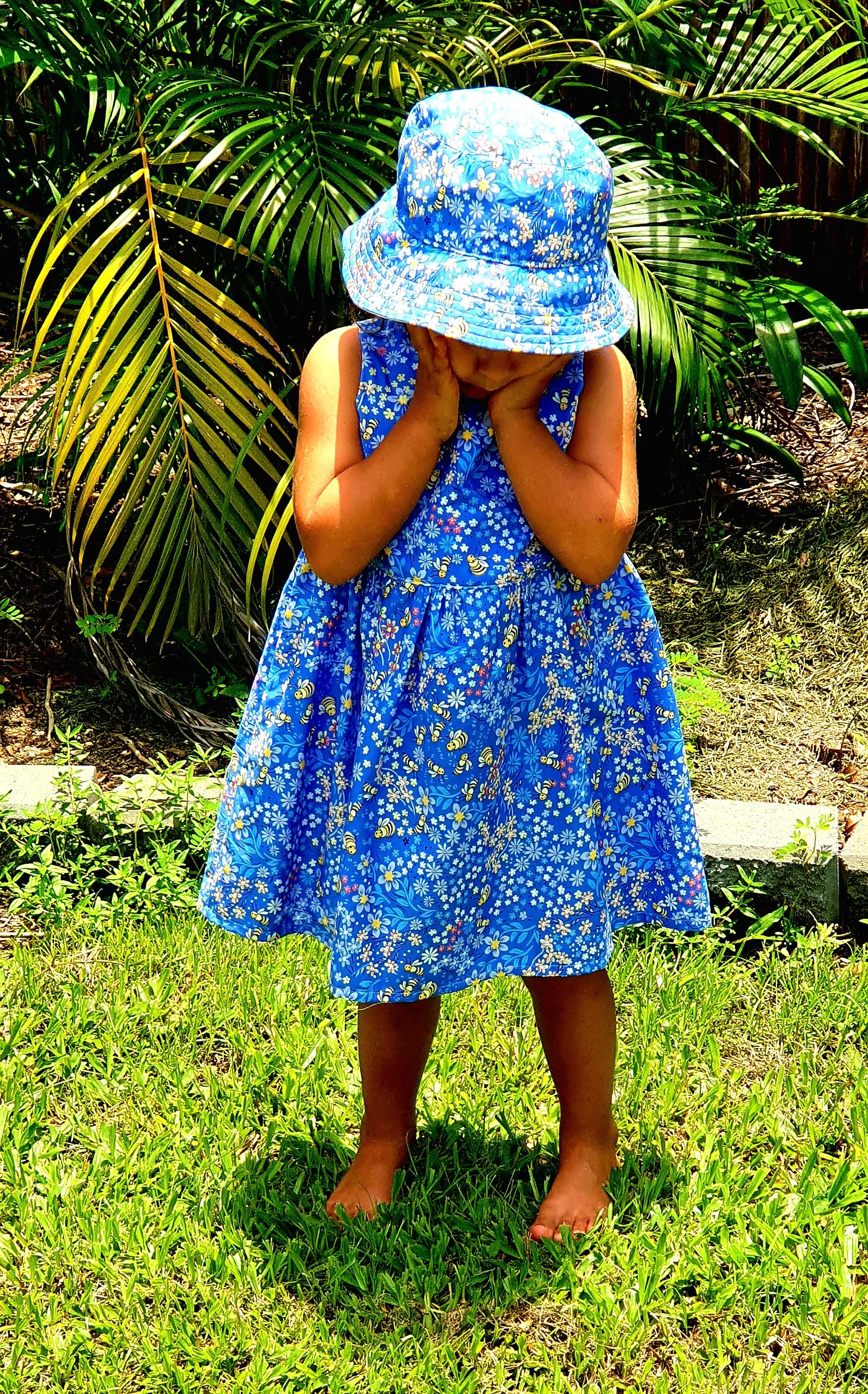Blue Bee Wildflower Garden Handmade Dress