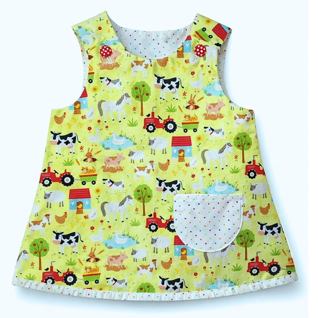Handmade farm animals girls dress Australia cotton toddler handmade  dress