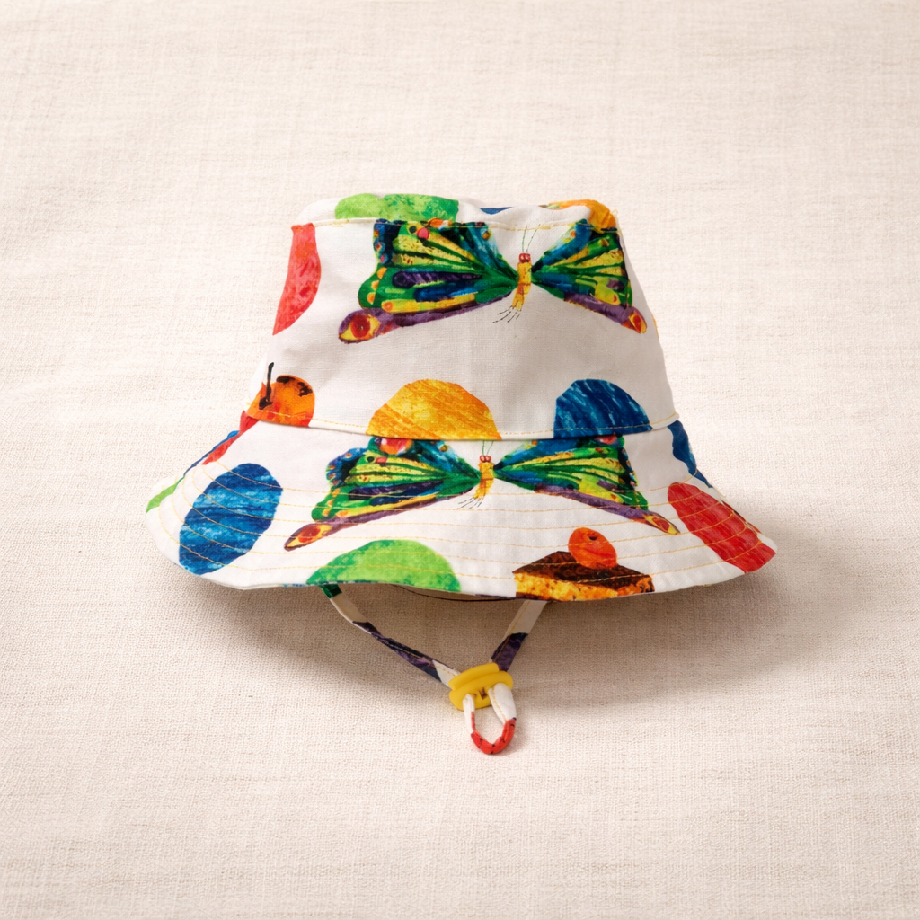 handmade baby sun hat cotton caterpillar print australia