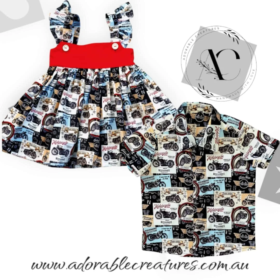 matching sibling motorbike outfit australia handmade