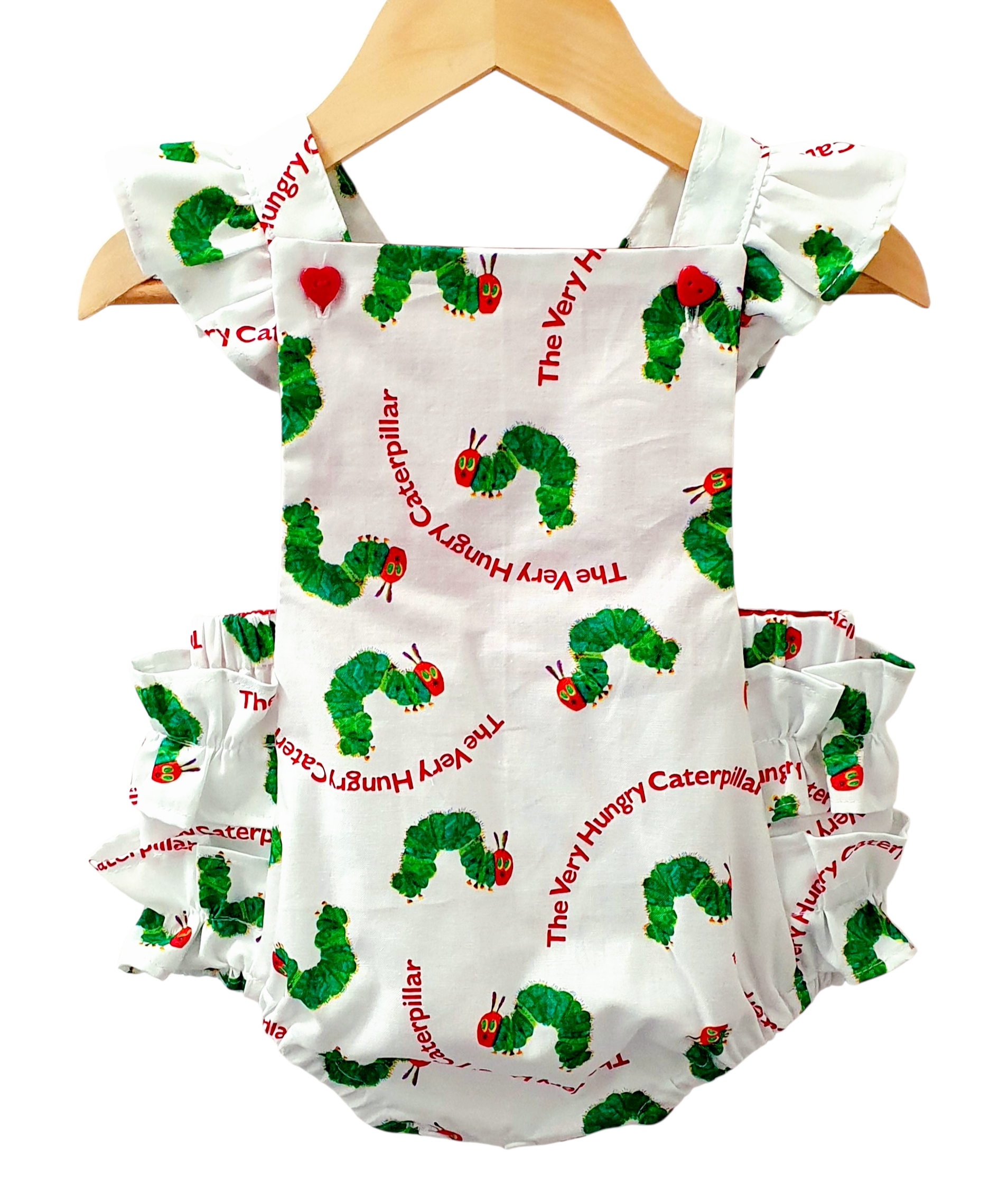 Green Caterpillar Inspired Handmade Baby Romper – Boutique Girls Outfit Australia