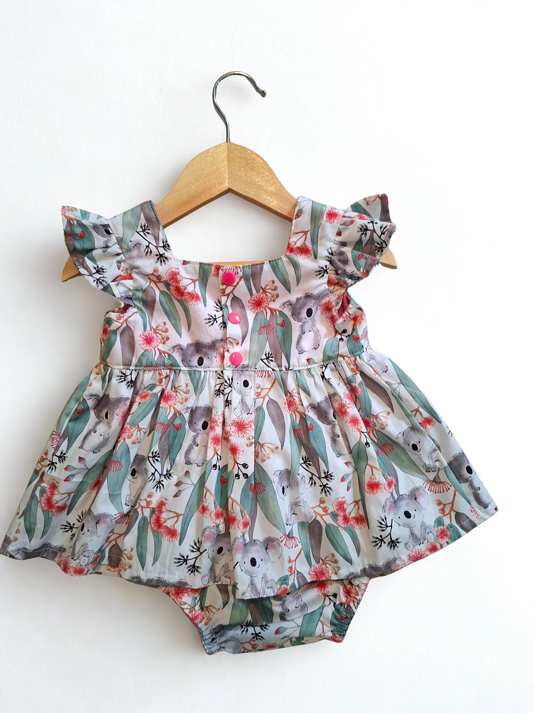 Back view handmade koala baby dress Australia boutique baby clothing Adorable Creatures