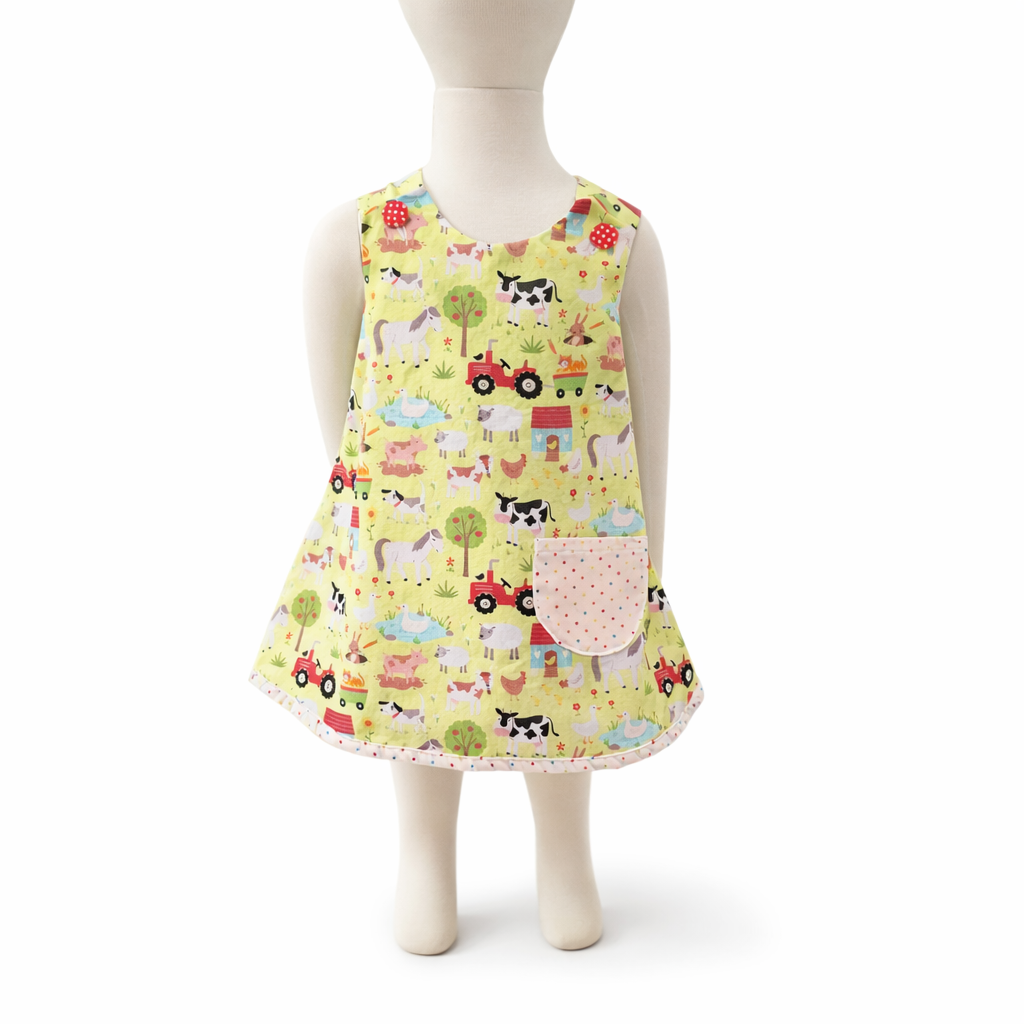 Handmade farm animals girls dress Australia cotton toddler model