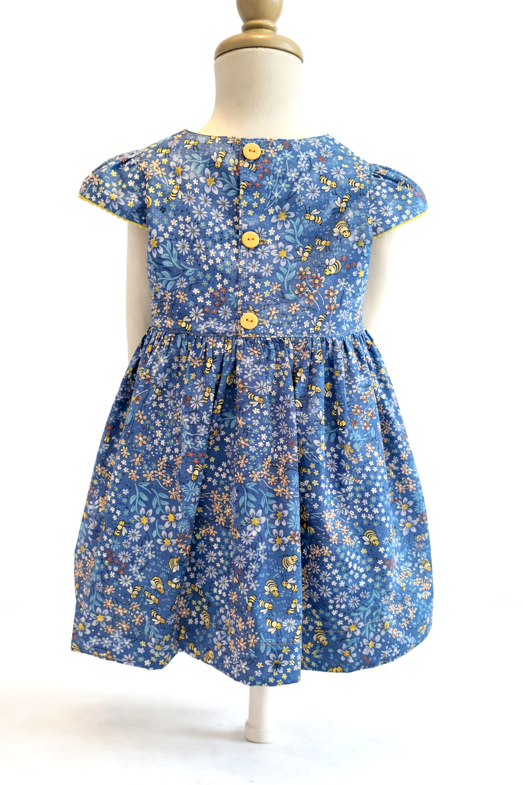 Back view handmade girls bee garden dress cotton children's clothing Australia