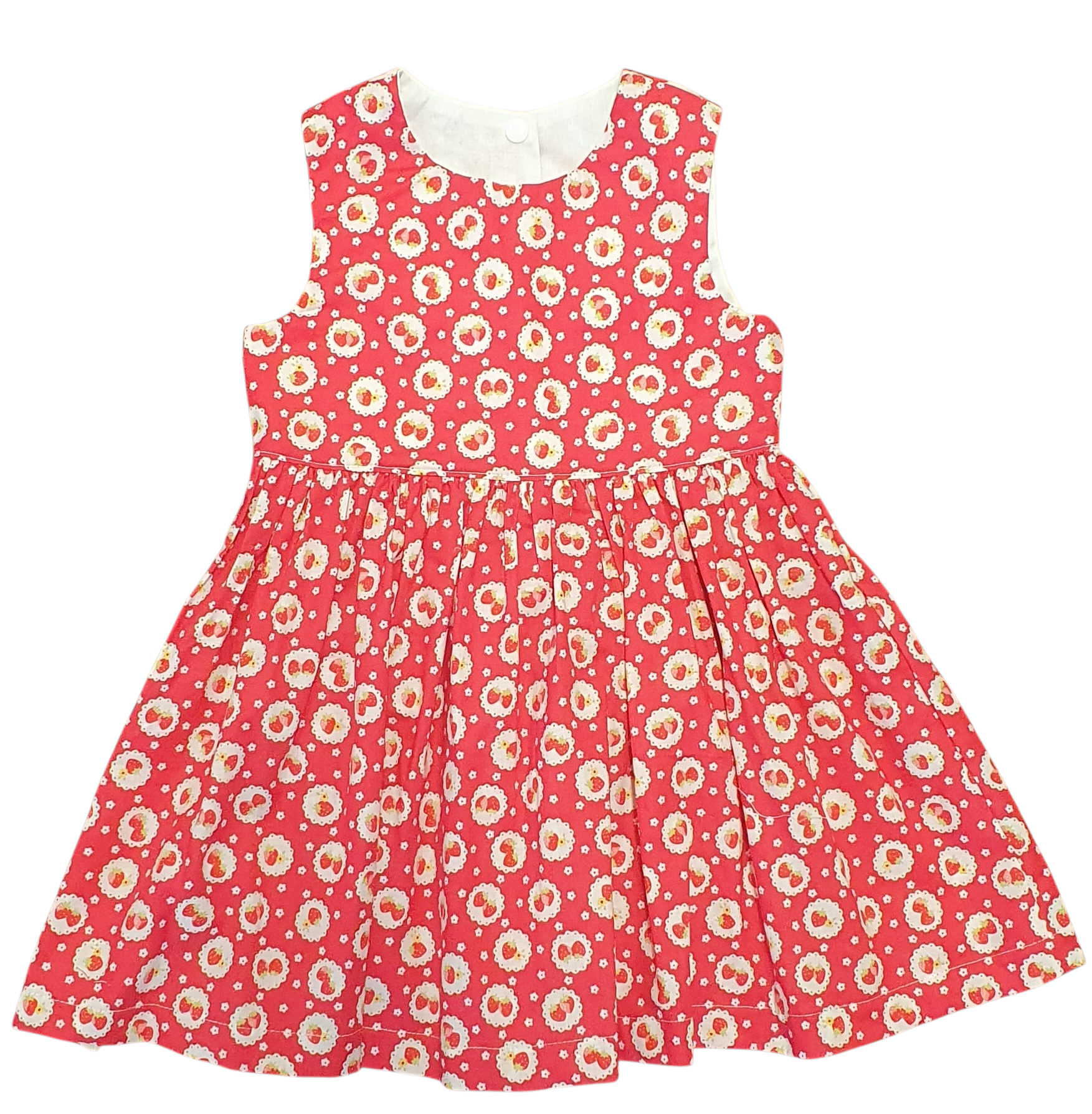 Handmade Red Strawberry Floral Girls Dress | Size 2
