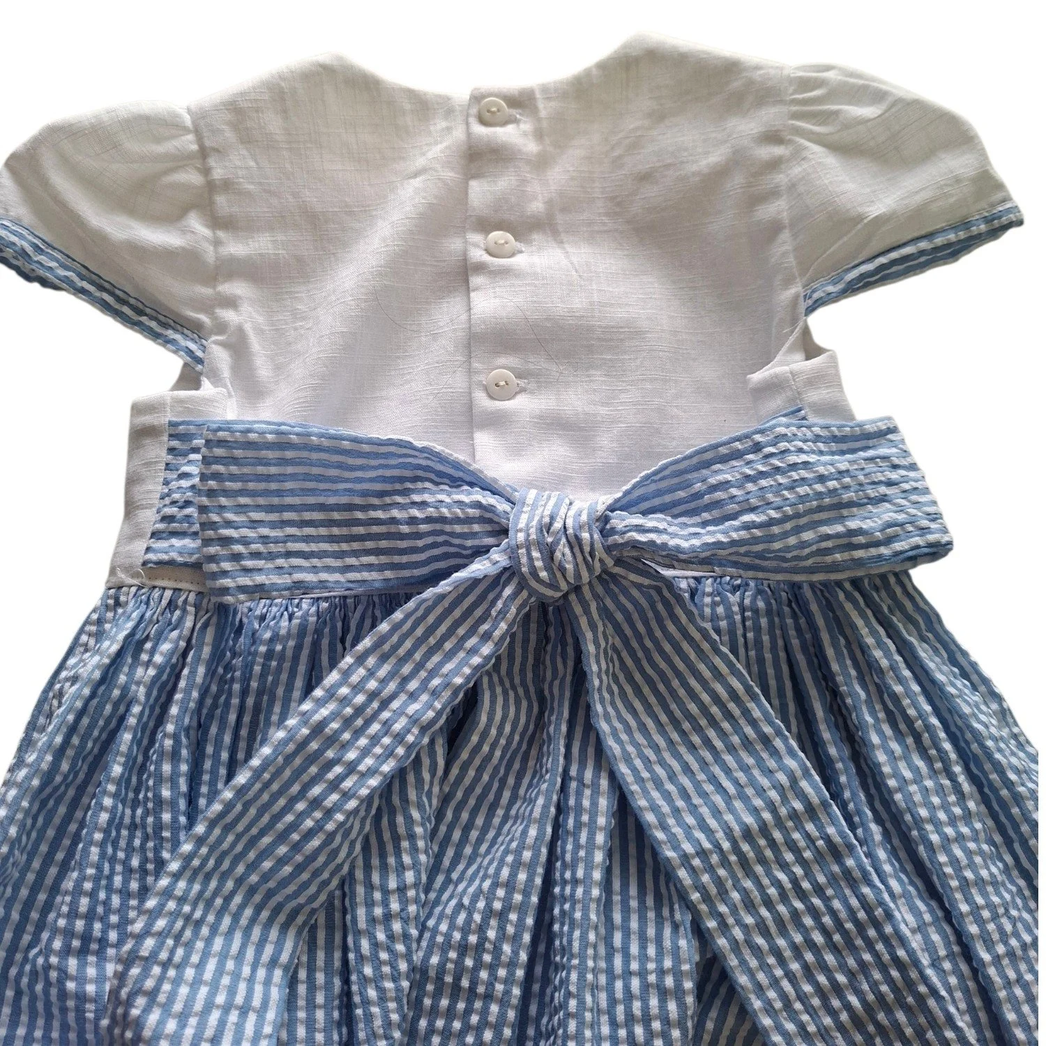 Blue Stripe Cotton Dress back of dress.jpg