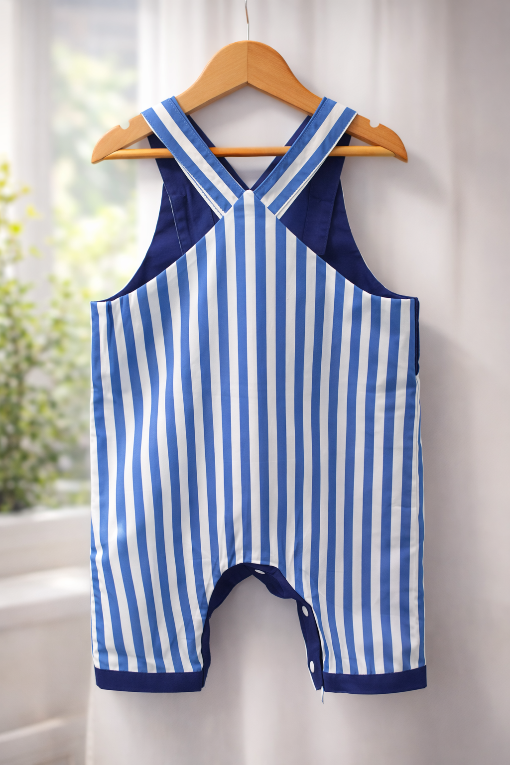 Handmade nautical blue striped baby romper with sailboat Australia