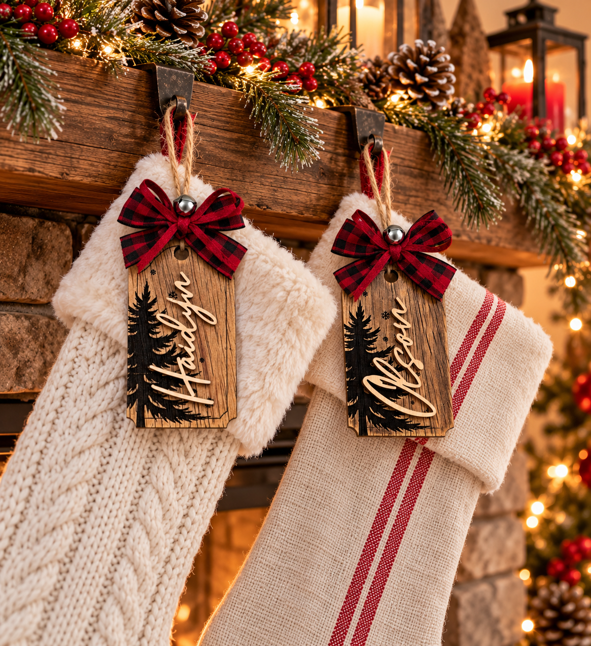 Personalized Stocking Name Tags, Personalized Christmas Stocking Tags