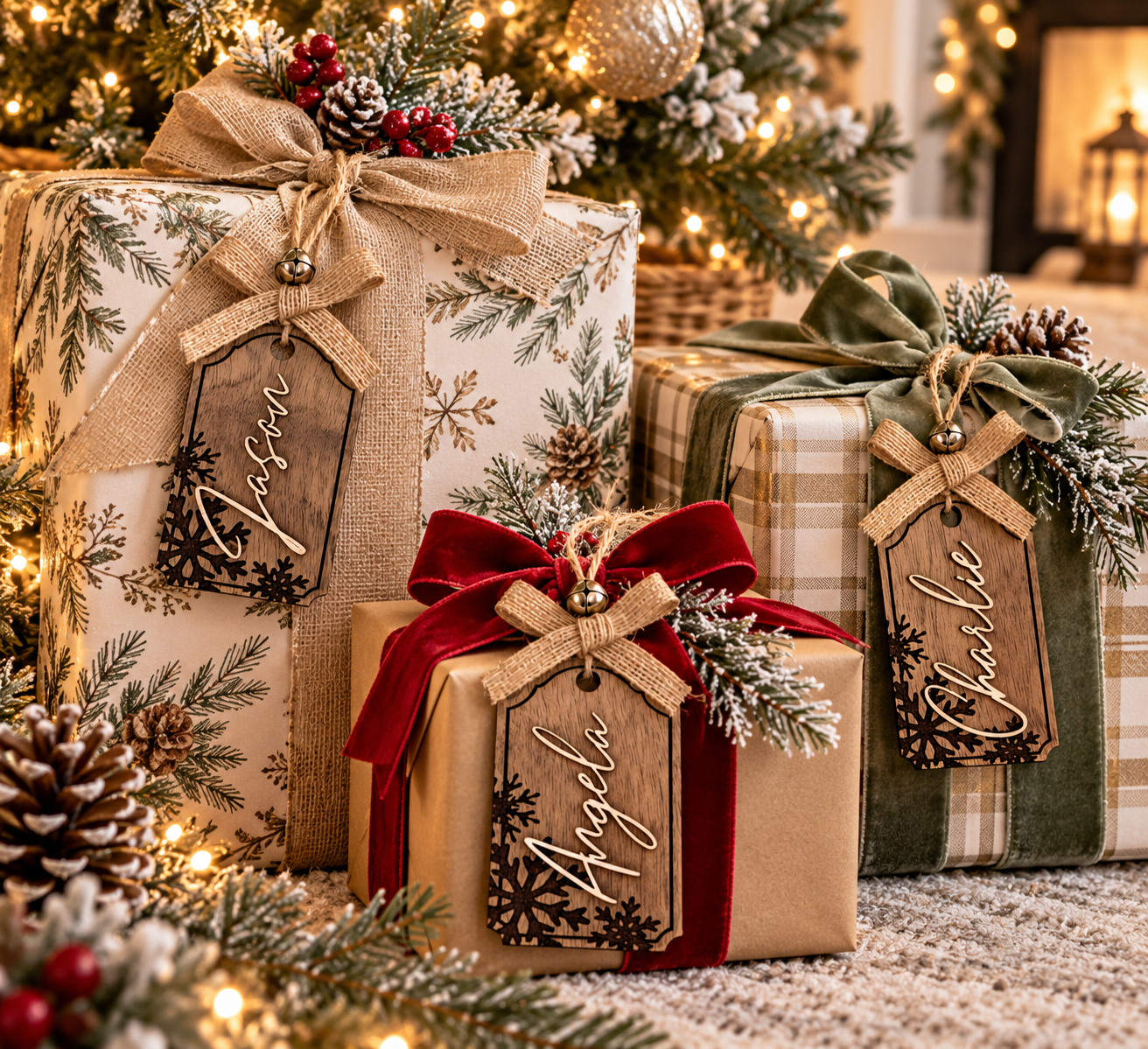 Rustic Christmas Gifts with Personalized Tags.png
