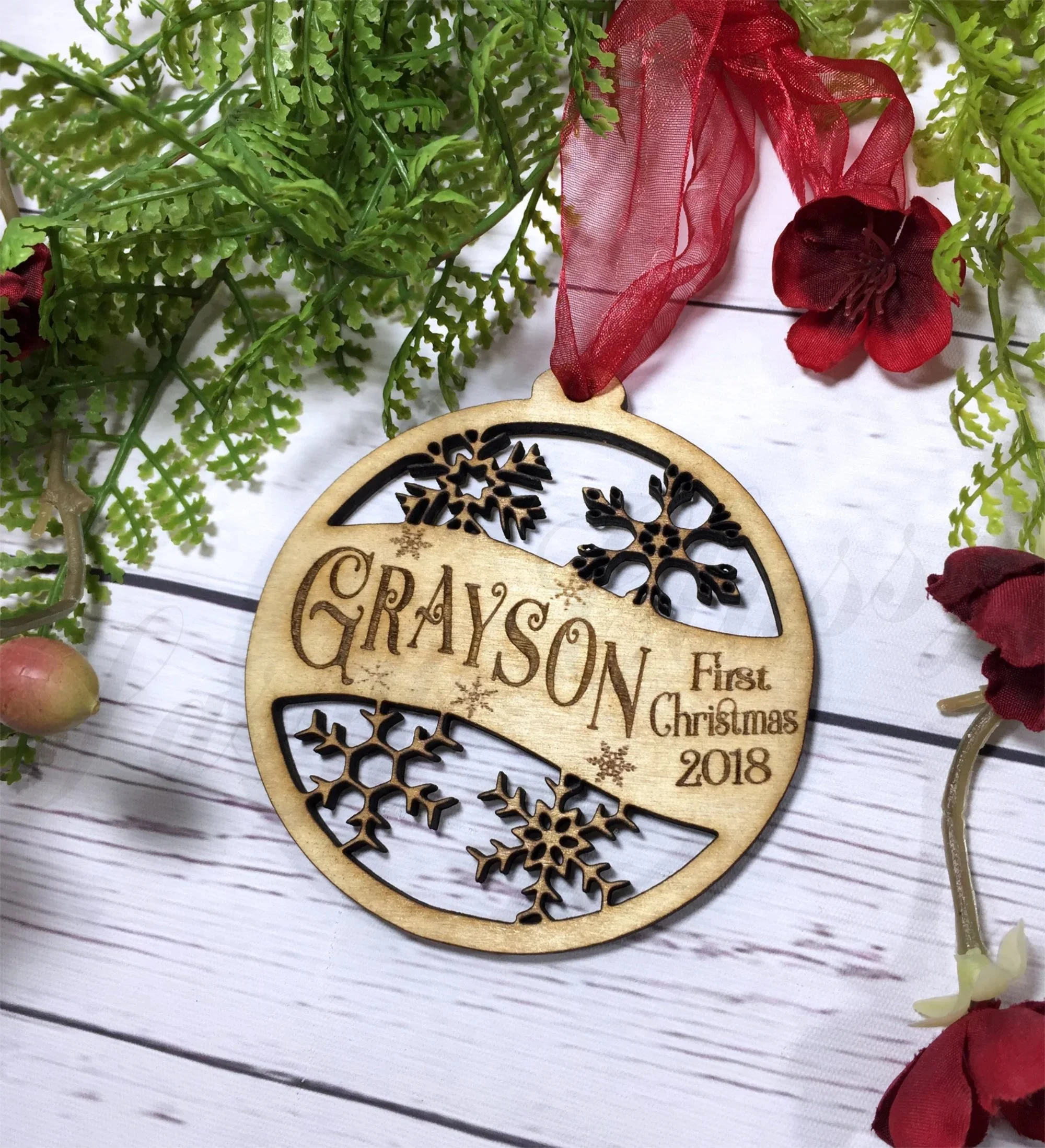 Personalized Baby's First Christmas Ornament, Baby Name Keepsake, Adoption Newborn Gift,