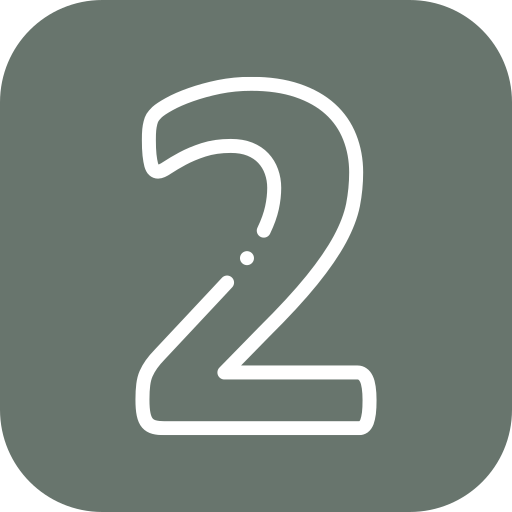 Gray background with a white outline number 2.