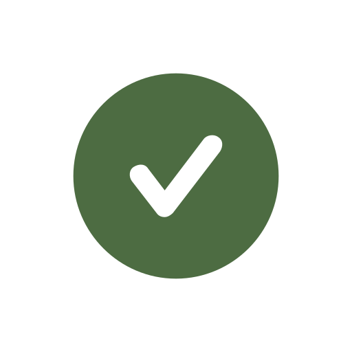 Green circle with a black checkmark in the center.