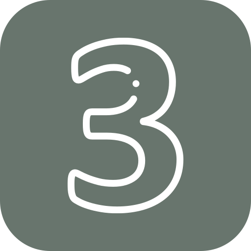 Gray background with a white outline of the number three.