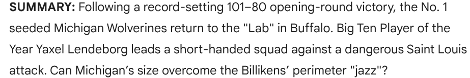 MARCH MADNESS: WOLVERINES DRAW THE BILLIKENS IN ROUND OF 32