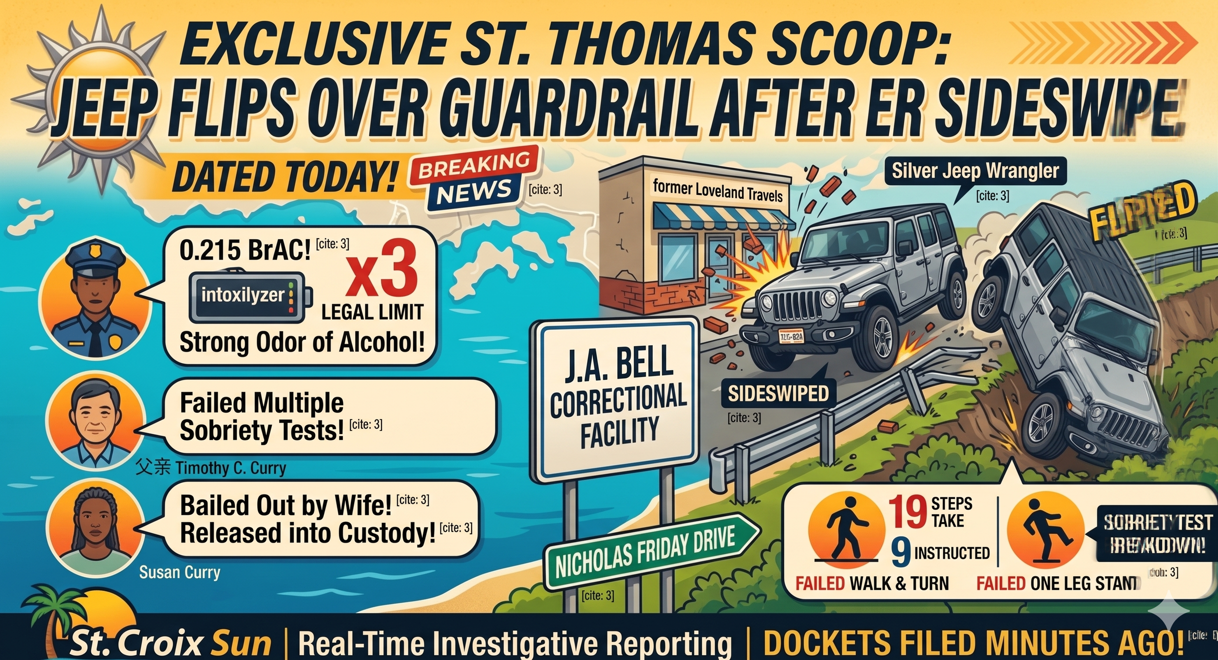 🚨 DOCKET EXCLUSIVE: Flipping a Jeep Over a Guardrail Landed St. Thomas Man in Jail with BrAC Nearly 3x Legal Limit