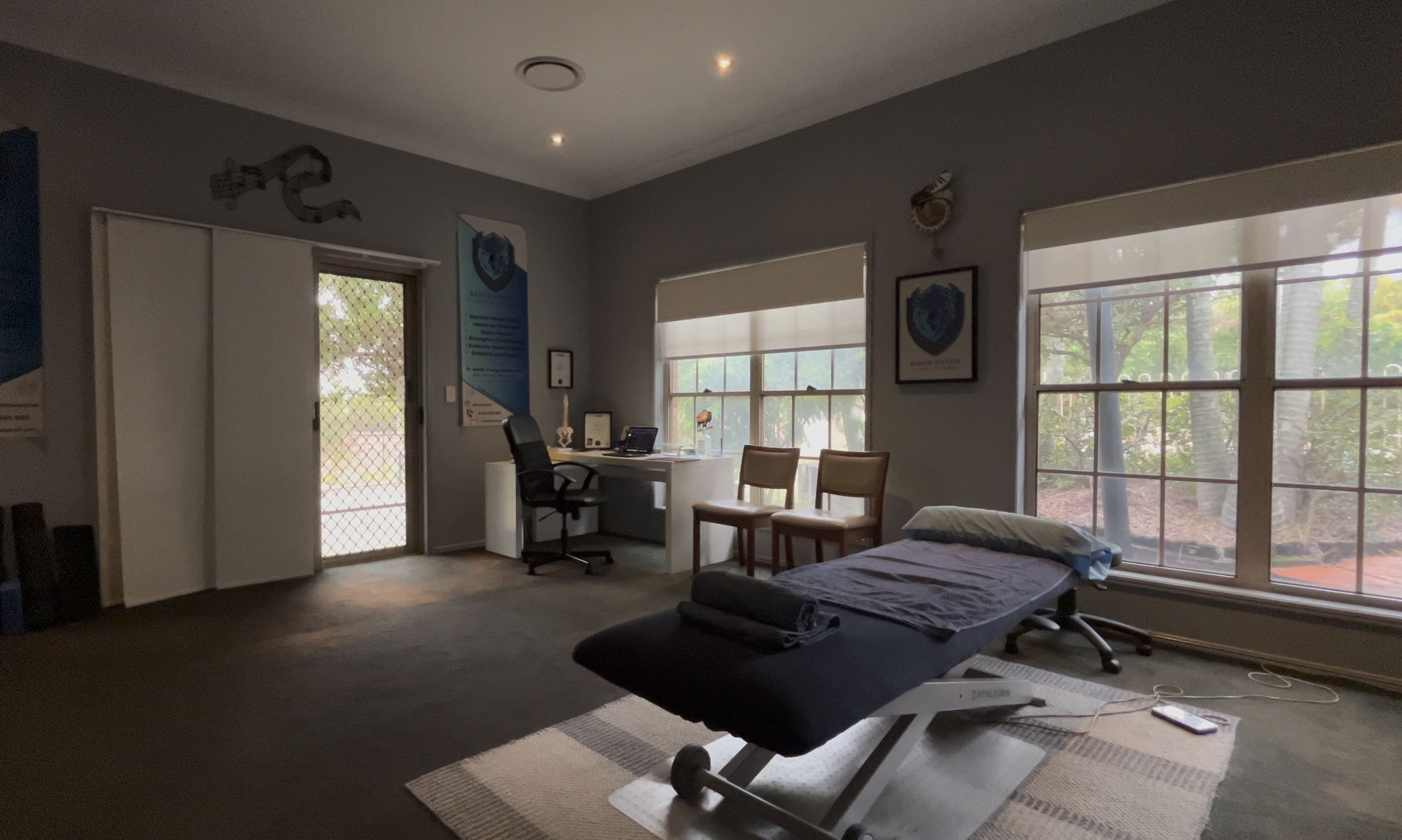 Interior treatment room at Stampede Performance Sunnybank. Private entrance, well-lit room for enhanced privacy but maximal comfort.