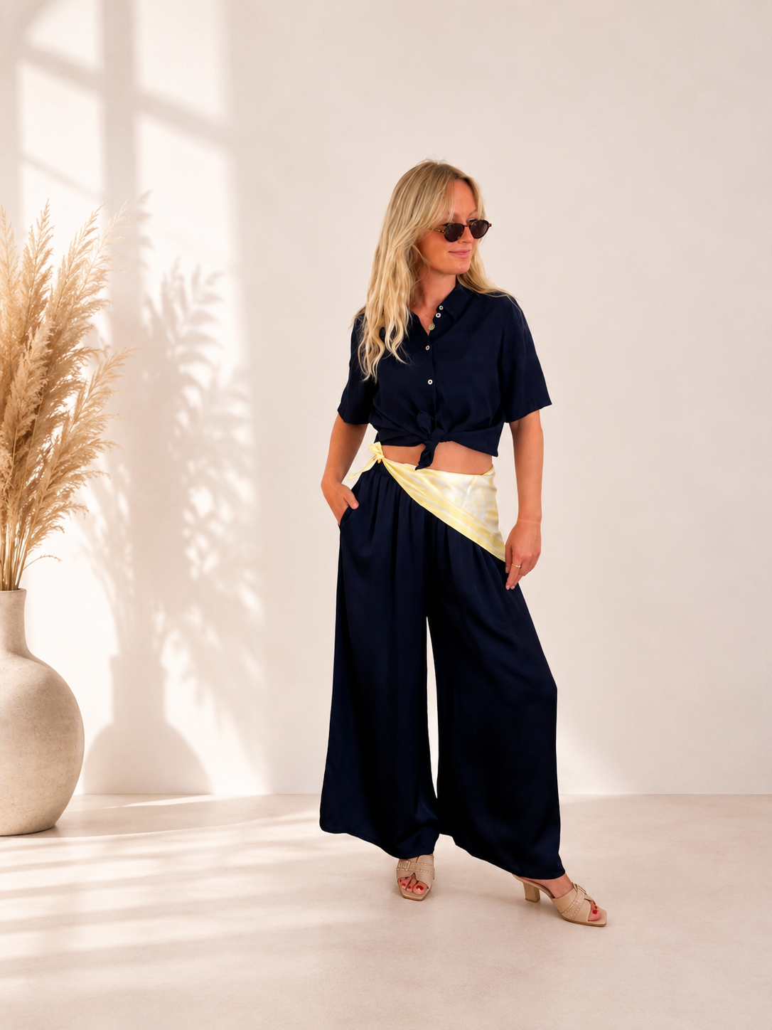 Seidenhose dunkelblau