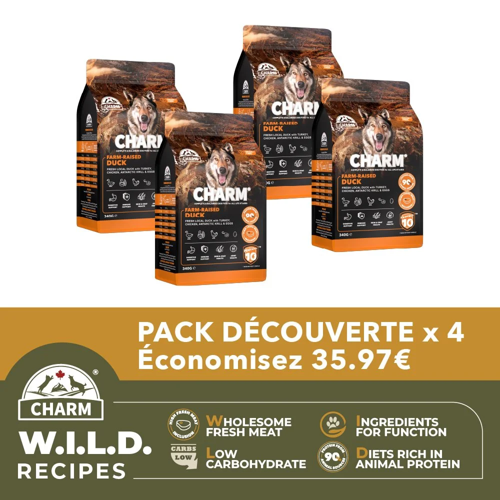 CHARM Chien Pack Découverte x4 saveurs (340g) - Économisez 35,97€