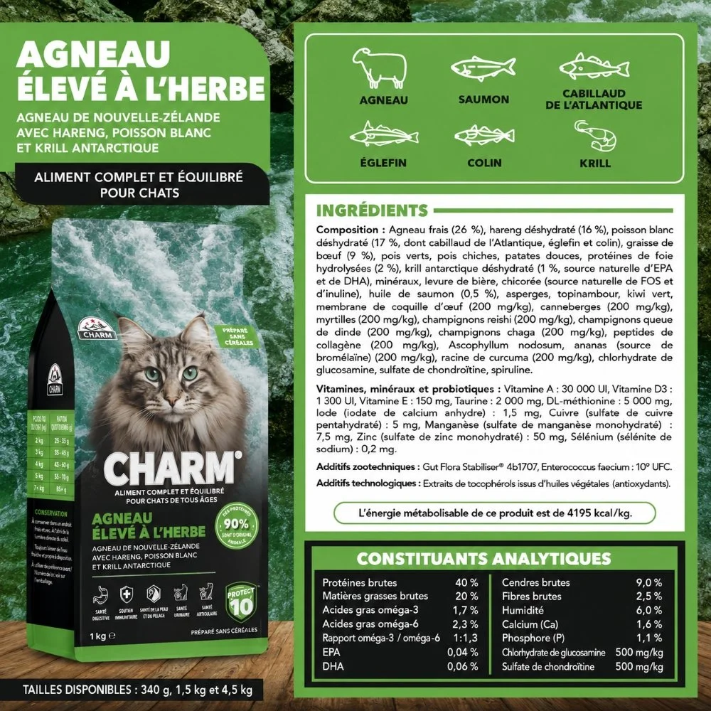 Fiche technique - CHARM Agneau nourri a l'herbe Chat