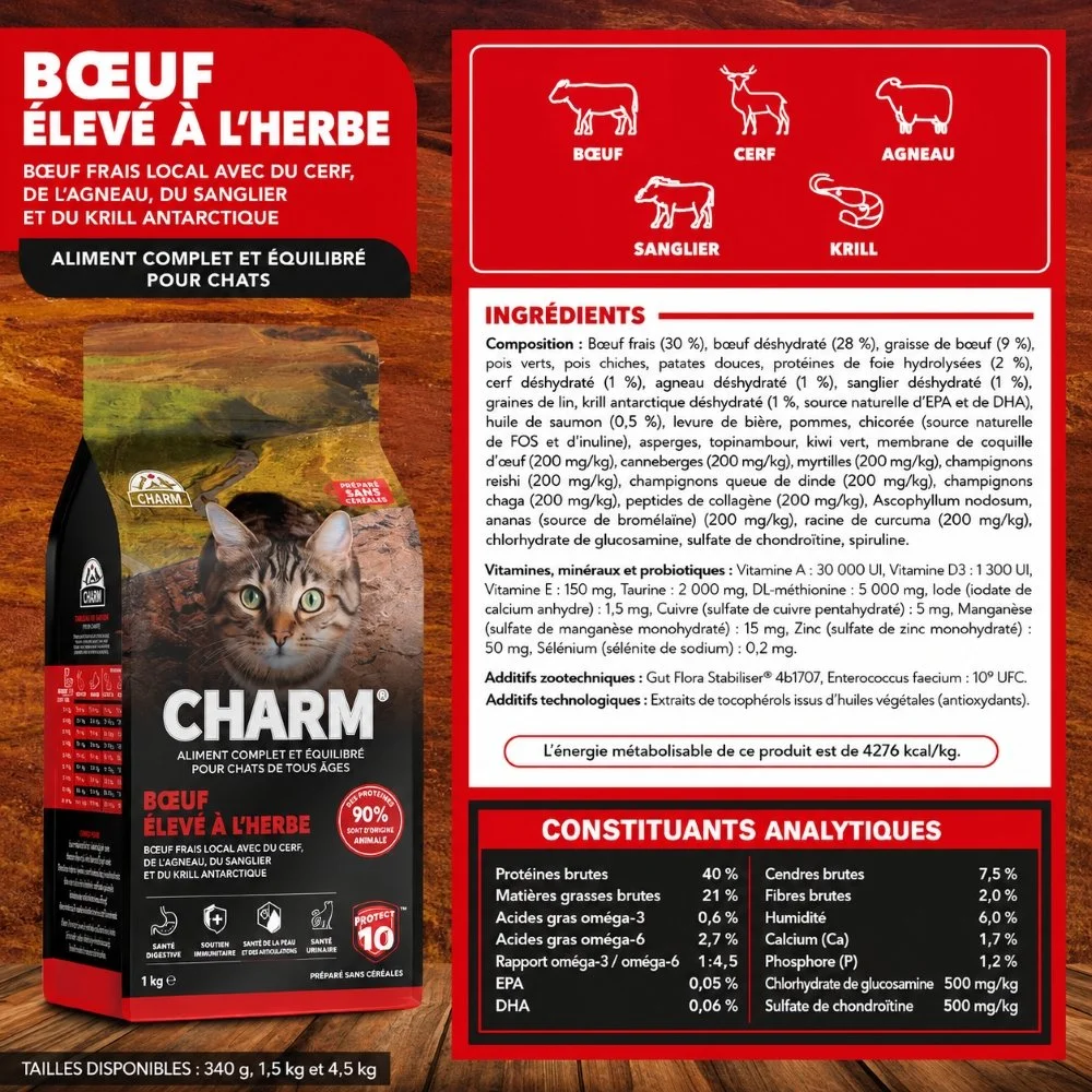 Fiche technique - CHARM Boeuf nourri a l'herbe Chat