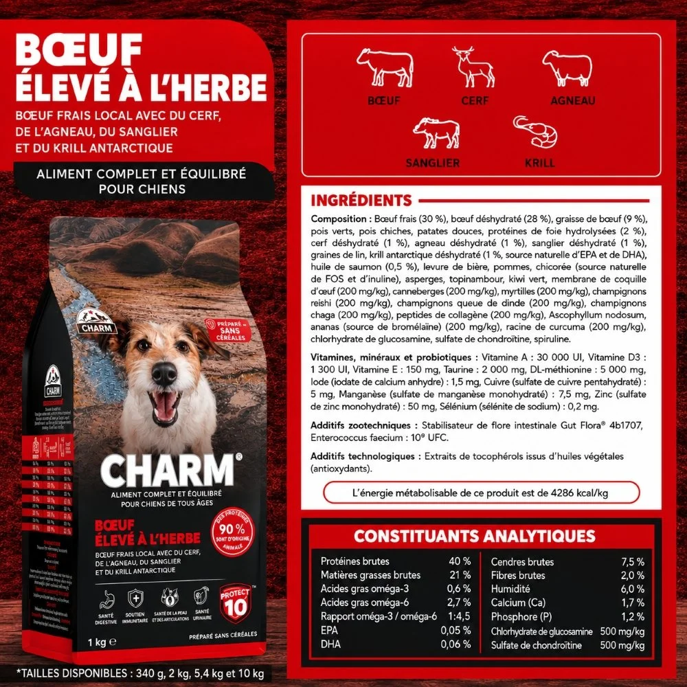 Fiche technique - CHARM Boeuf nourri a l'herbe Chien
