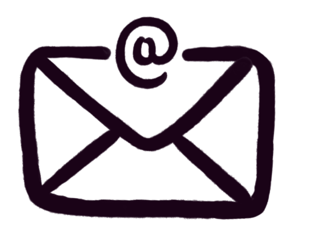 Icône de boîte mail avec symbole '@' au-dessus