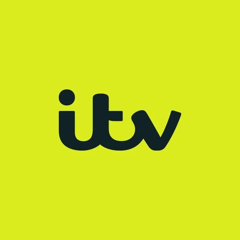 ITV logo on a bright yellow background.