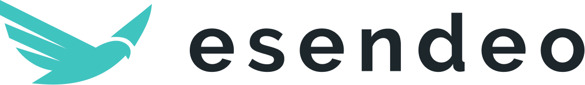 Esendeo logo with a stylized turquoise bird flying to the right.