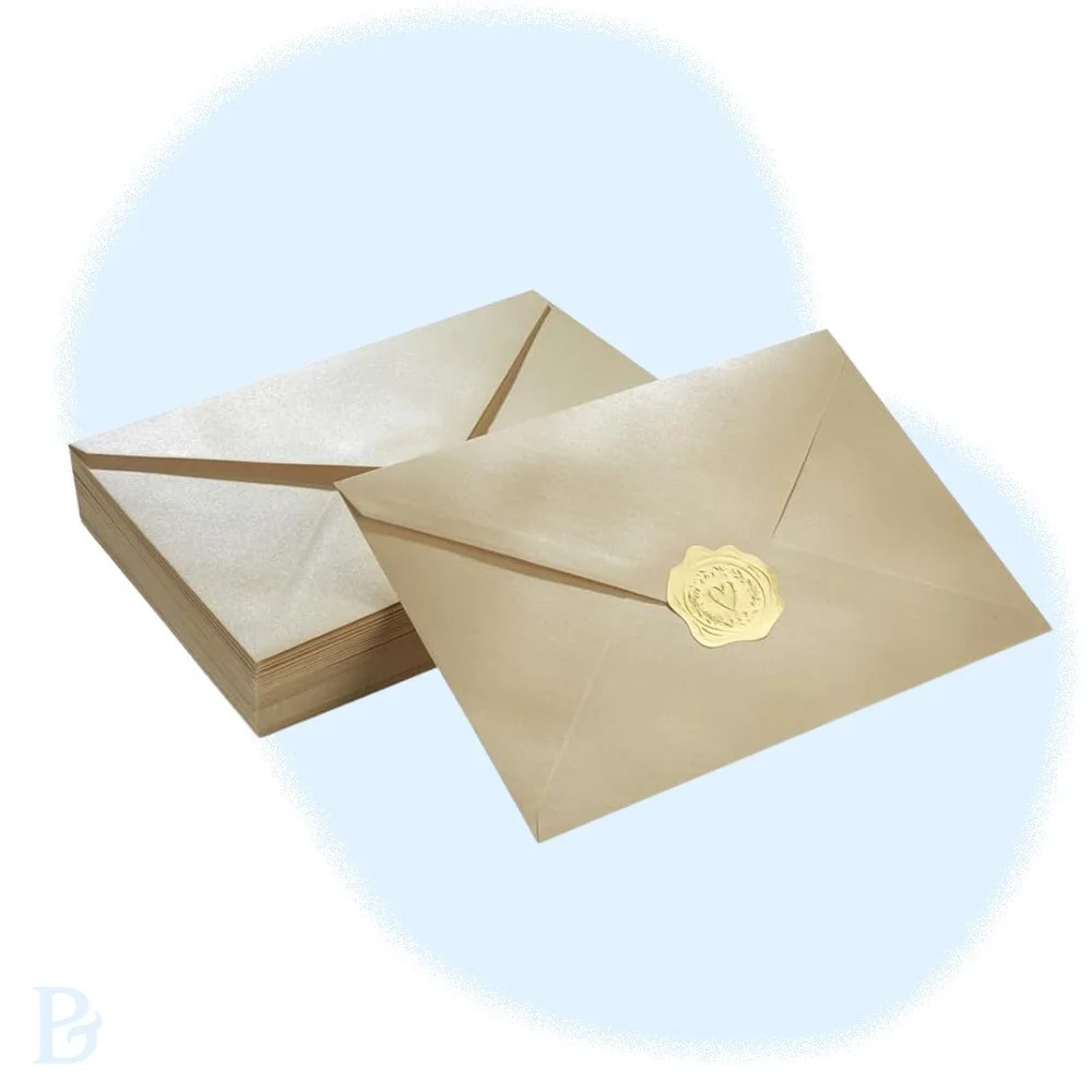 Shiny Envelopes with Gold Stickers