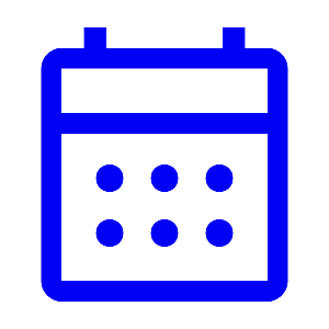 Icon of a calendar with six dots arranged in three rows and two columns.