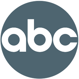 ABc logo in white on a dark gray circular background.