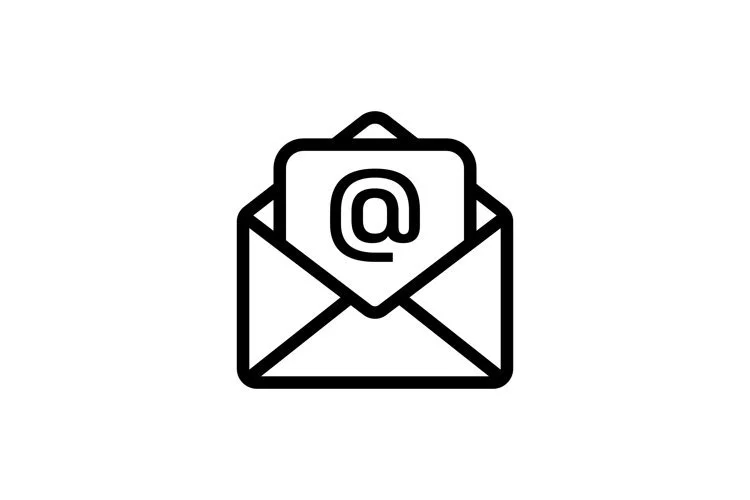 Symbol einer E-Mail mit '@'-Zeichen in einem Briefumschlag