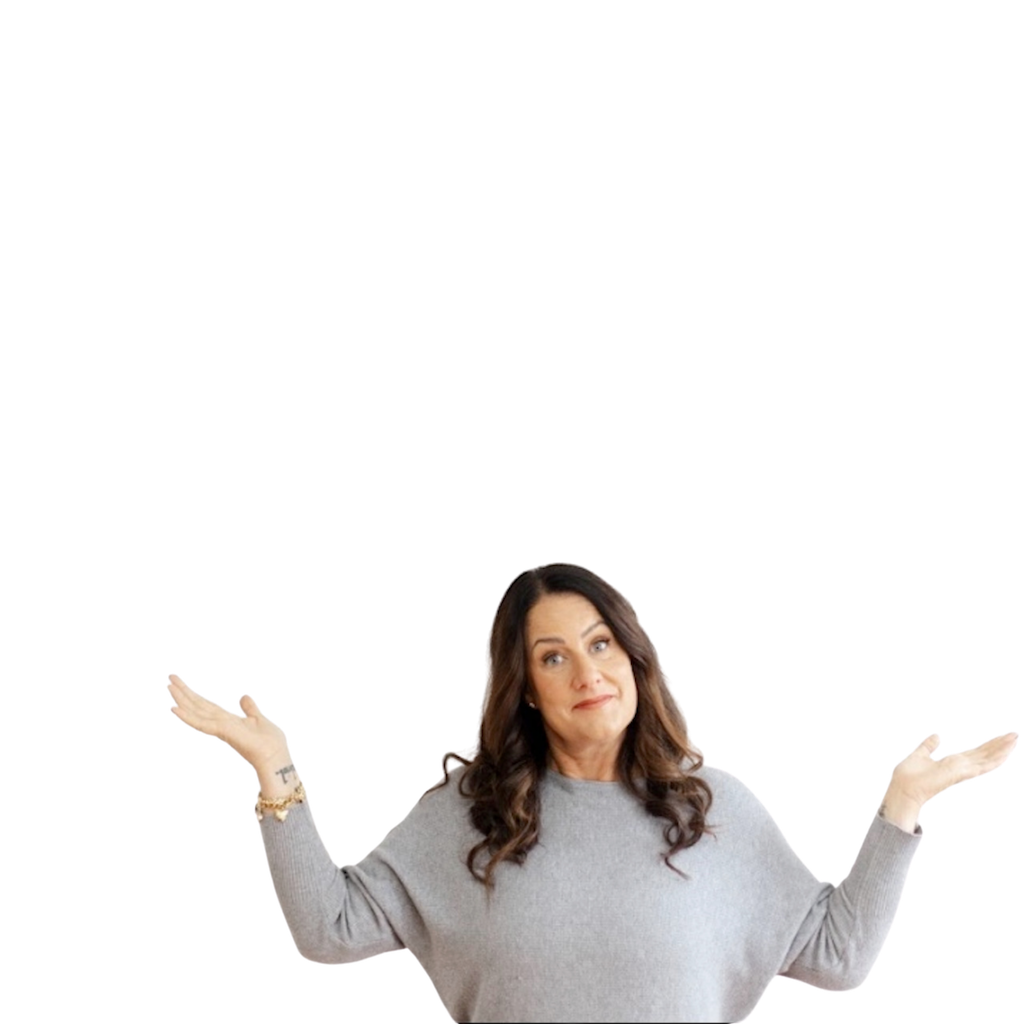 Woman shrugging with a confused or uncertain expression