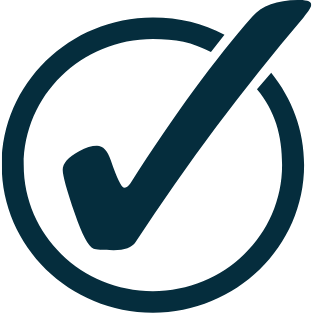 Checkmark inside a circle, indicating approval or correctness.