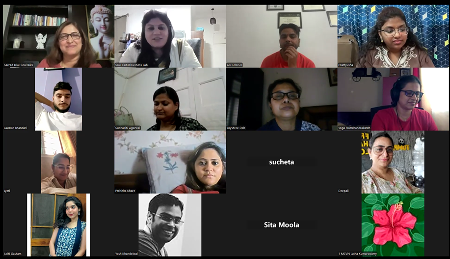 Dr Rashhi Sharma with students during a post-training support call