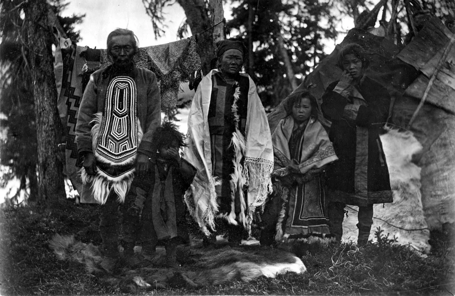 Poligus’s Evenki family, 1907. Photograph by A. A. Makarenko: the family of the Evenki shaman Poligus, Yenisey Governorate, Podkamennaya Tunguska River, 1907