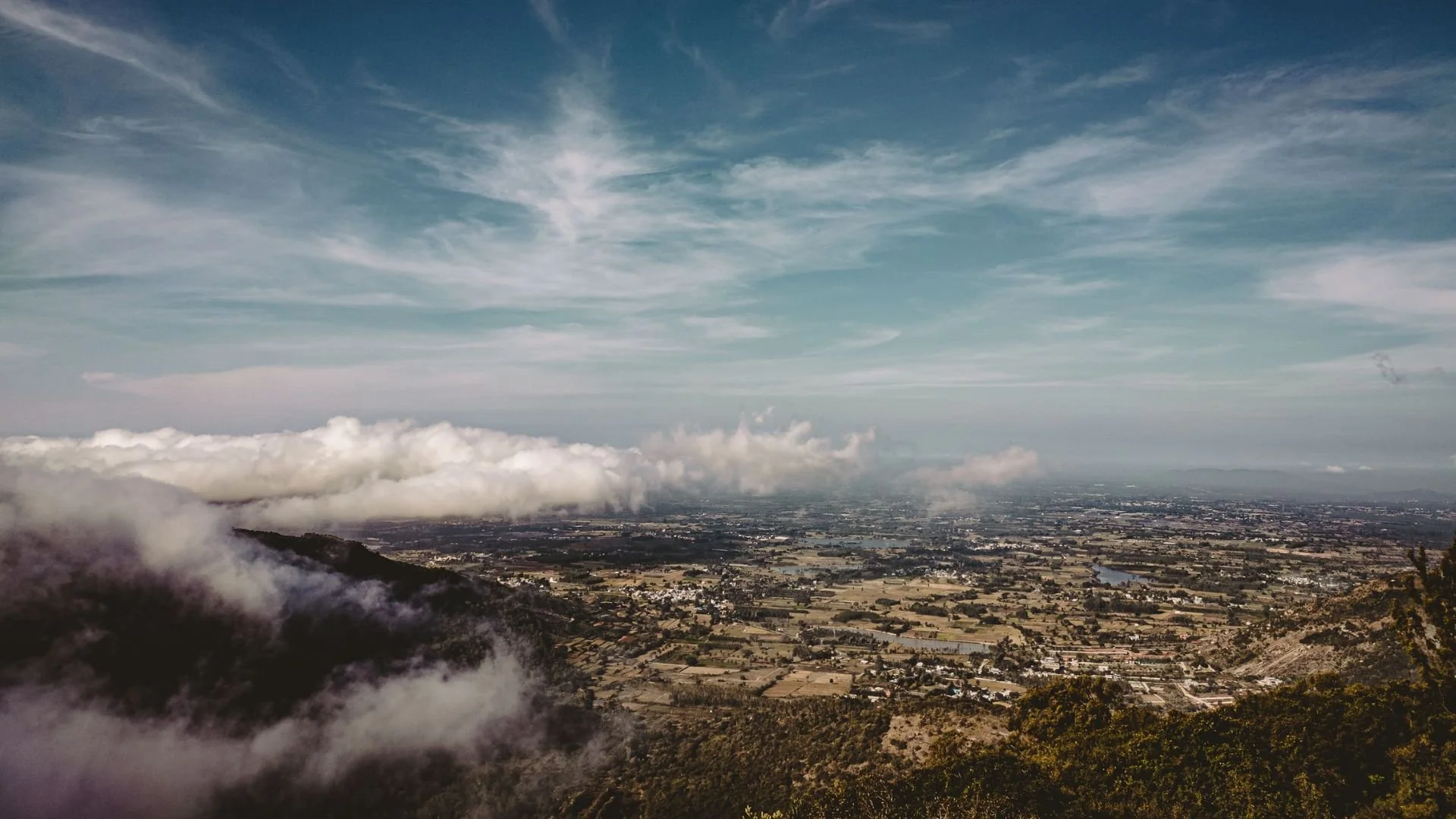 A breathtaking aerial view of the countryside from Nandi Hills, India