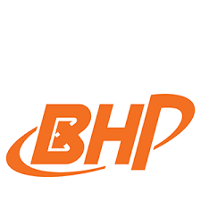 BHP logo in orange text with a stylized swoosh underneath