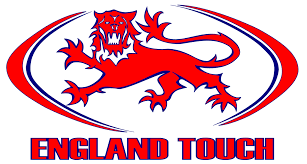 England rugby team logo with a red lion and the words 'ENGLAND TOUCH' underneath.