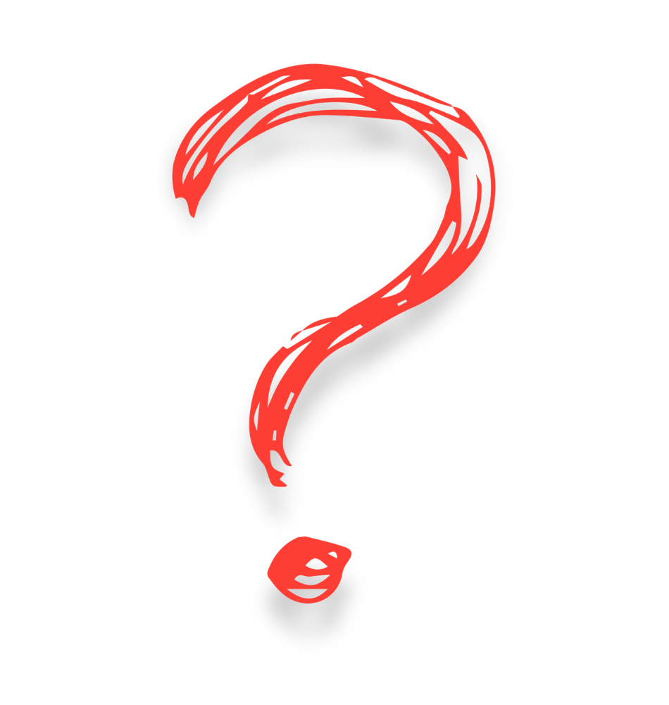 Red question mark drawn with brush strokes on a black background.