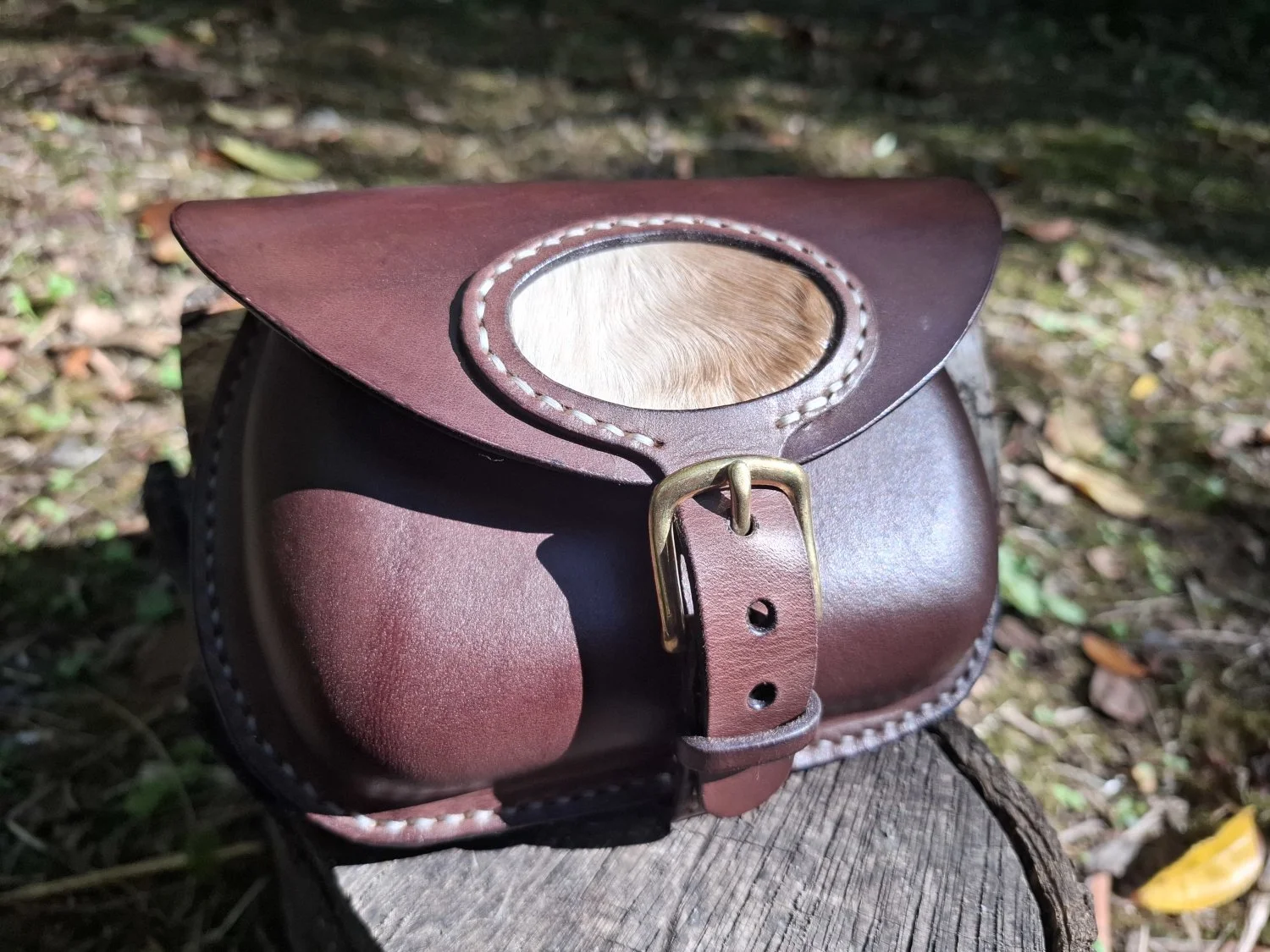 Breck Pouch - Goat Hide Detail