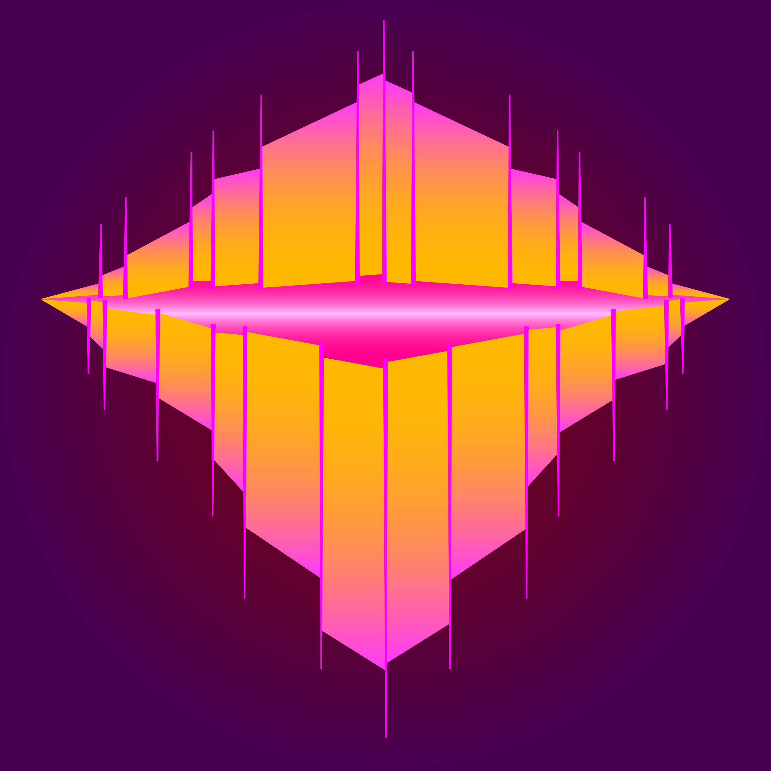 Minimalist logo of a a futuristic cyber helm in bright yellow with light purple edges
