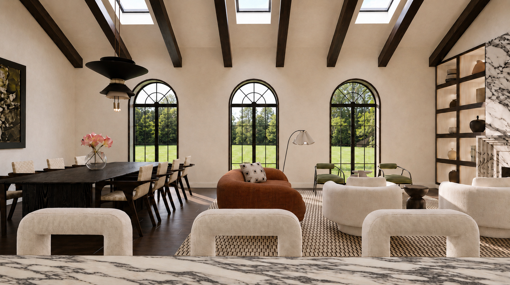 potomac- maryland- luxury-dining-room-black-wood-table-beams-skylight-interior-design-tillotama-studio-03.2.png