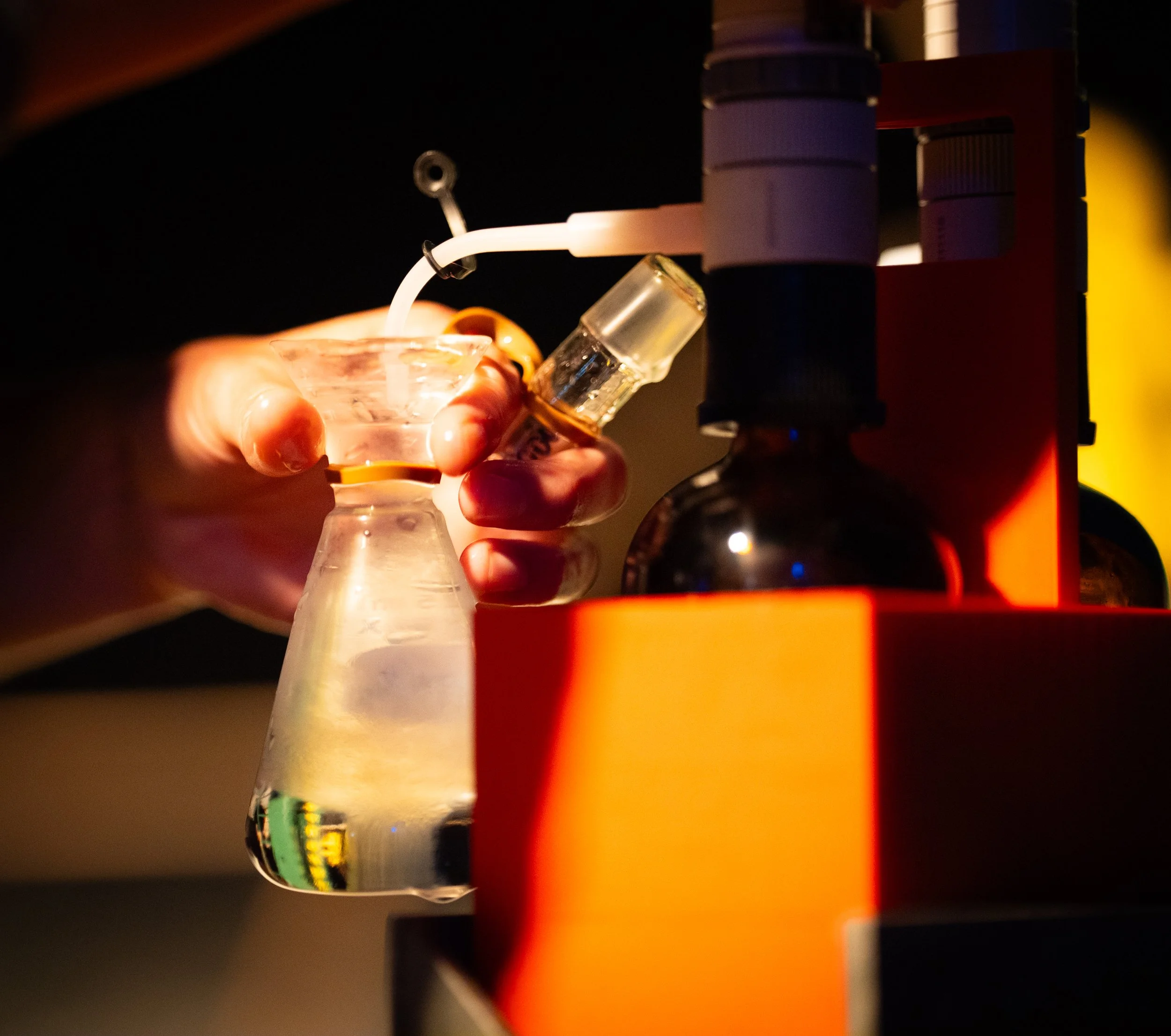 Water samples collected at sea are transported to a laboratory in Miami for analysis as part of ongoing research on the Florida Current.